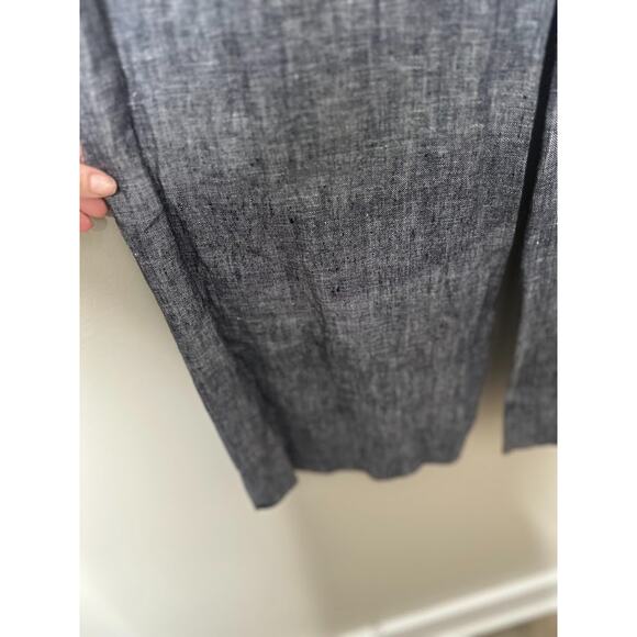 Twenty One Womens Large Pants LINEN Blue Wide Leg Coastal Sustainable Lagenlook - Picture 2 of 8